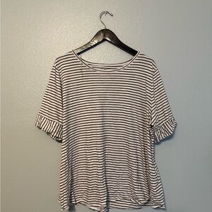 Westbound Black and White Striped Short Sleeve Top